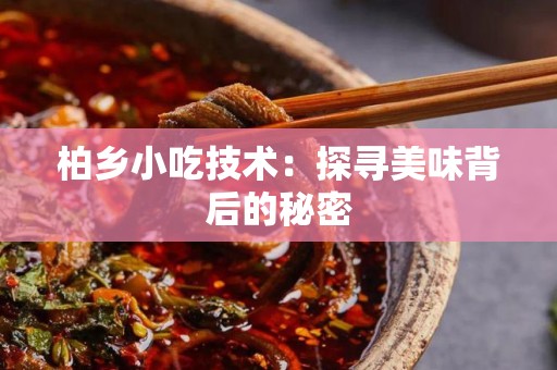 柏乡小吃技术：探寻美味背后的秘密