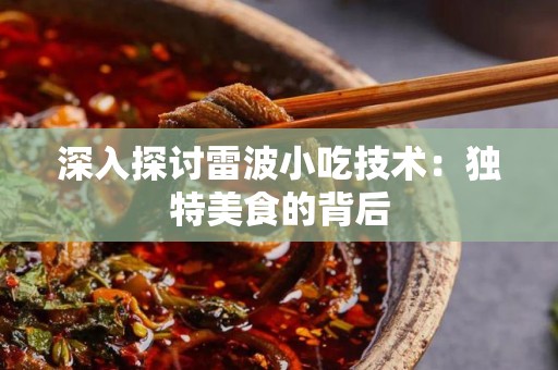深入探讨雷波小吃技术：独特美食的背后