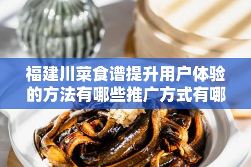 福建川菜食谱提升用户体验的方法有哪些推广方式有哪些