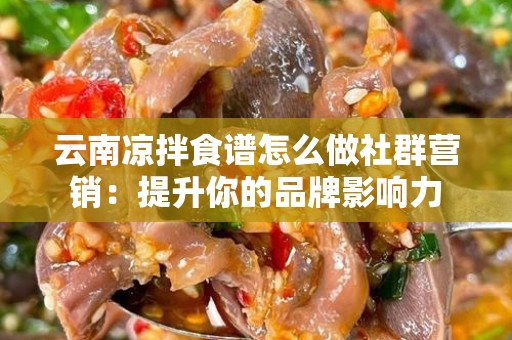 云南凉拌食谱怎么做社群营销：提升你的品牌影响力