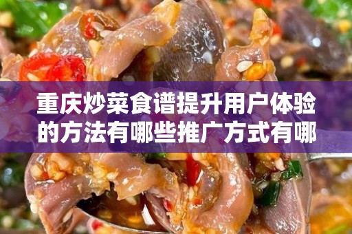 重庆炒菜食谱提升用户体验的方法有哪些推广方式有哪些