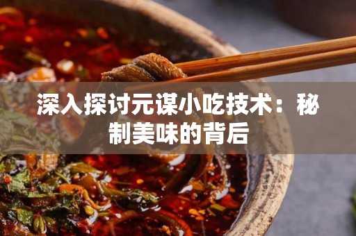 深入探讨元谋小吃技术：秘制美味的背后