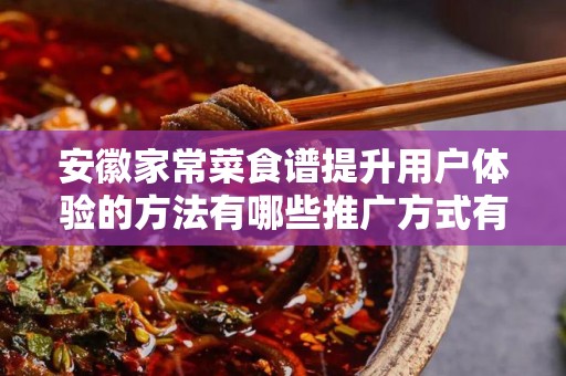 安徽家常菜食谱提升用户体验的方法有哪些推广方式有哪些