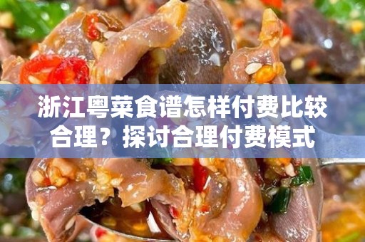 浙江粤菜食谱怎样付费比较合理？探讨合理付费模式