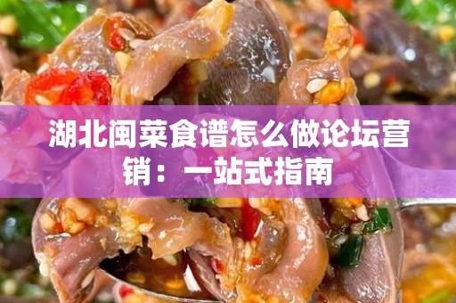 湖北闽菜食谱怎么做论坛营销：一站式指南