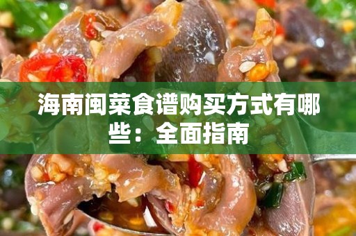 海南闽菜食谱购买方式有哪些：全面指南