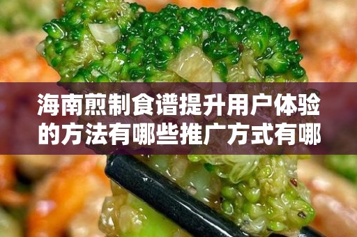 海南煎制食谱提升用户体验的方法有哪些推广方式有哪些