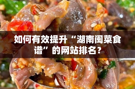 如何有效提升“湖南闽菜食谱”的网站排名？