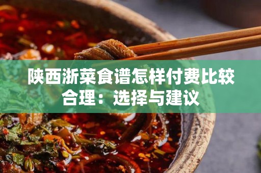 陕西浙菜食谱怎样付费比较合理：选择与建议