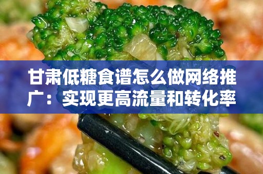 甘肃低糖食谱怎么做网络推广：实现更高流量和转化率的策略