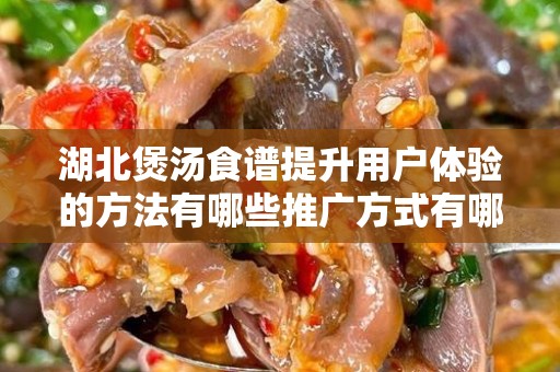 湖北煲汤食谱提升用户体验的方法有哪些推广方式有哪些