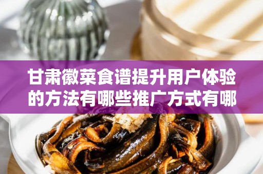 甘肃徽菜食谱提升用户体验的方法有哪些推广方式有哪些