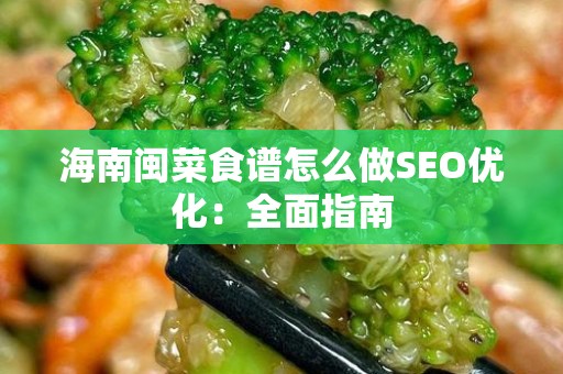 海南闽菜食谱怎么做SEO优化：全面指南