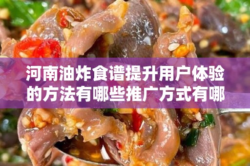 河南油炸食谱提升用户体验的方法有哪些推广方式有哪些