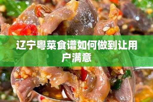 辽宁粤菜食谱如何做到让用户满意