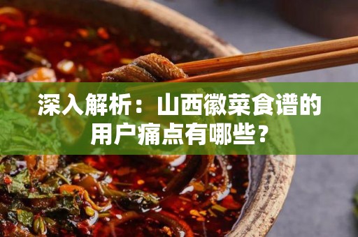 深入解析：山西徽菜食谱的用户痛点有哪些？