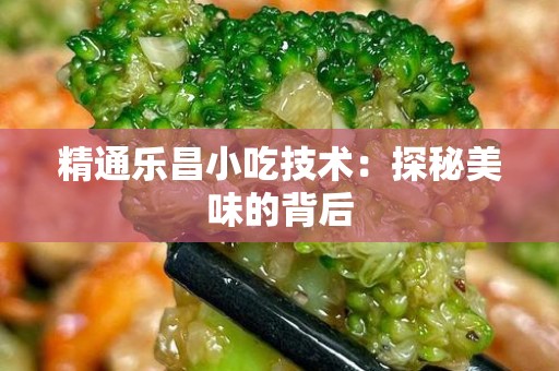 精通乐昌小吃技术：探秘美味的背后